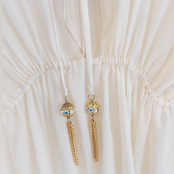 MEGHAN Luxe Silk Chiffon Rhinestone Tunic cover up Dress - Picture 6 of 10